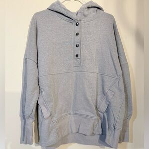 Oversized gray half button hoodie - size large